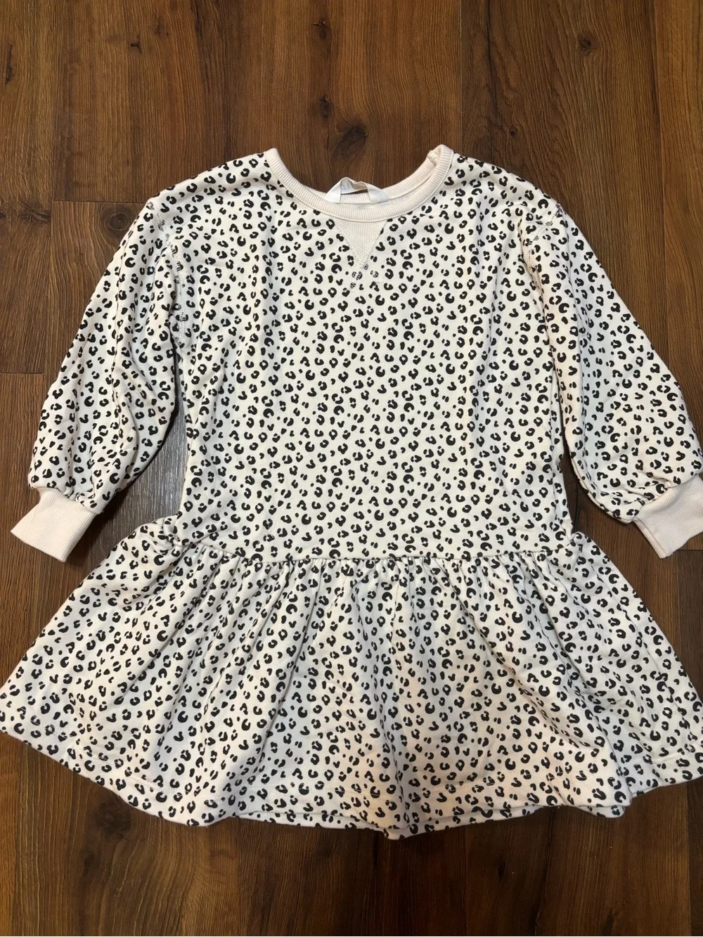 H&M Toddler Girls Long Sleeve Sweatshirt Dress - Animal Print 5t